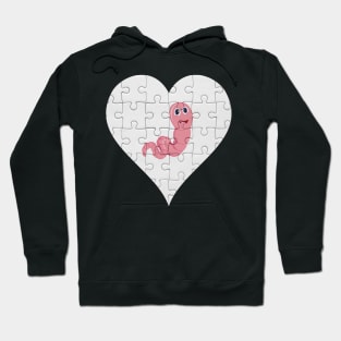 Jigsaw  Worm Heart Design - Insects Worm Hoodie